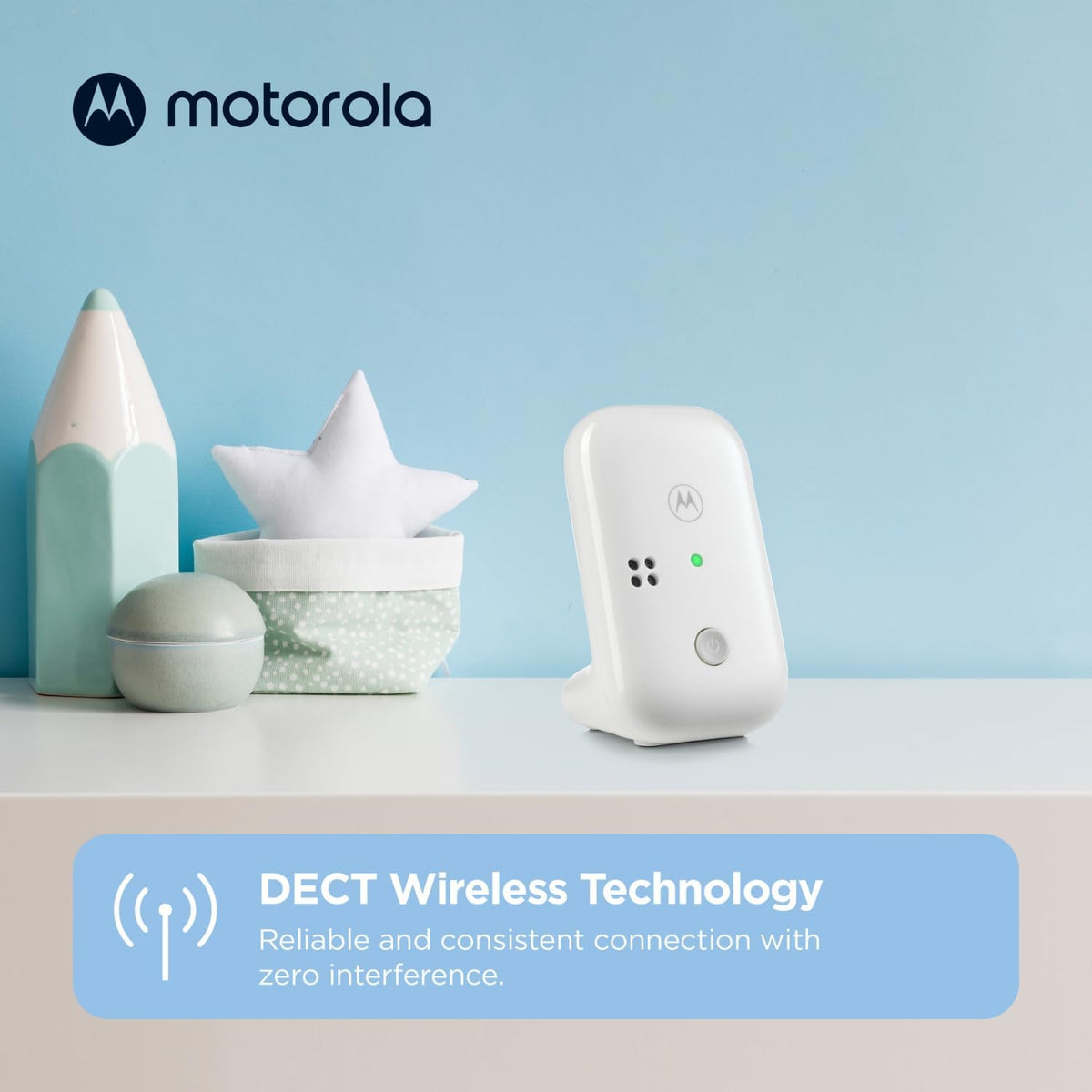 Motorola Nursery PIP10 Audio Baby Monitor Long Range LED Sound Indication (Renewed)