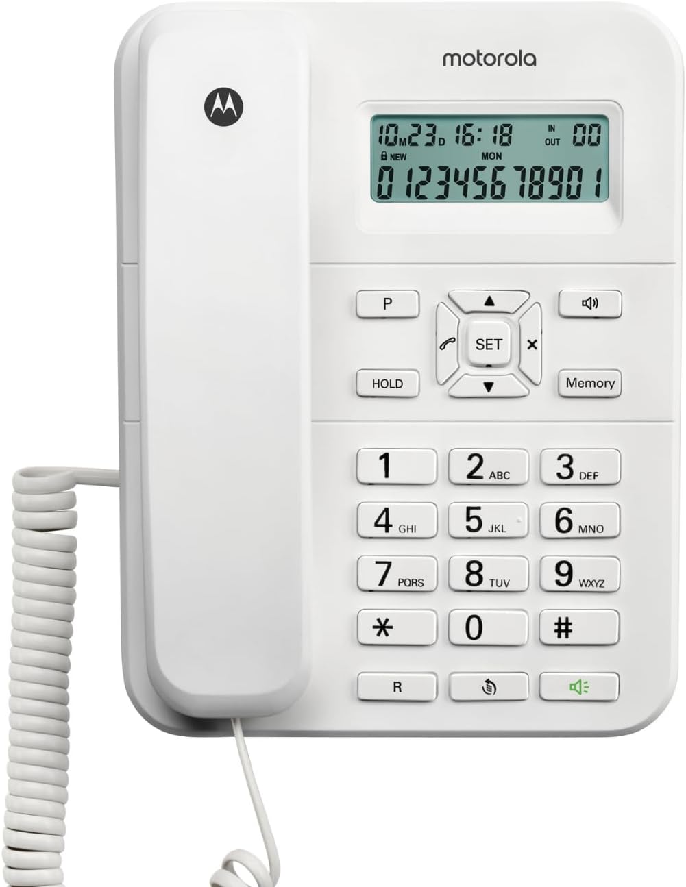 Motorola CT202 Corded Telephone Hands-Free Speakerphone Caller ID White (Renewed)
