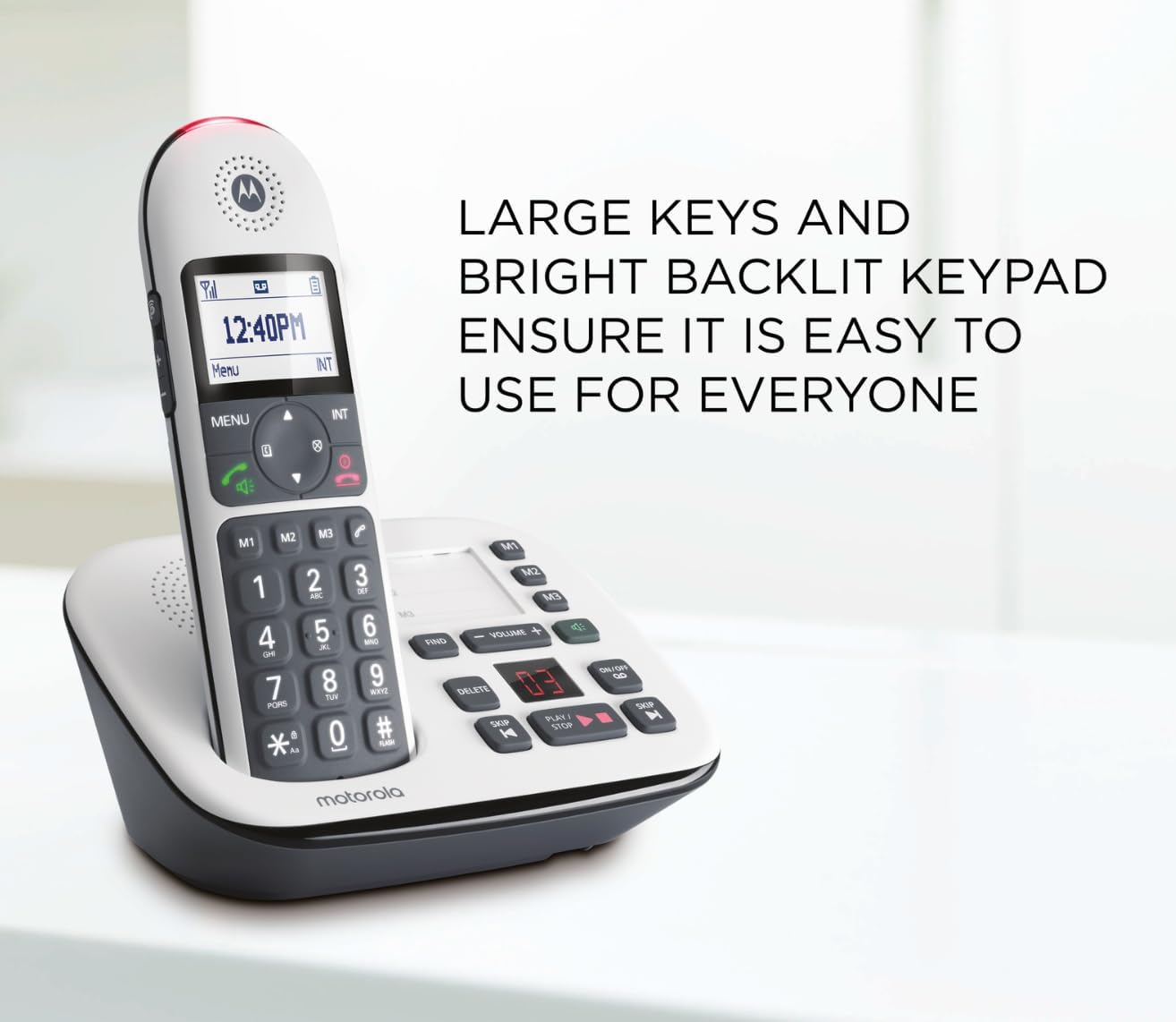 Motorola CD5012 Digital Cordless Phone Big Buttons Call Blocking Answer Machine (Renewed)