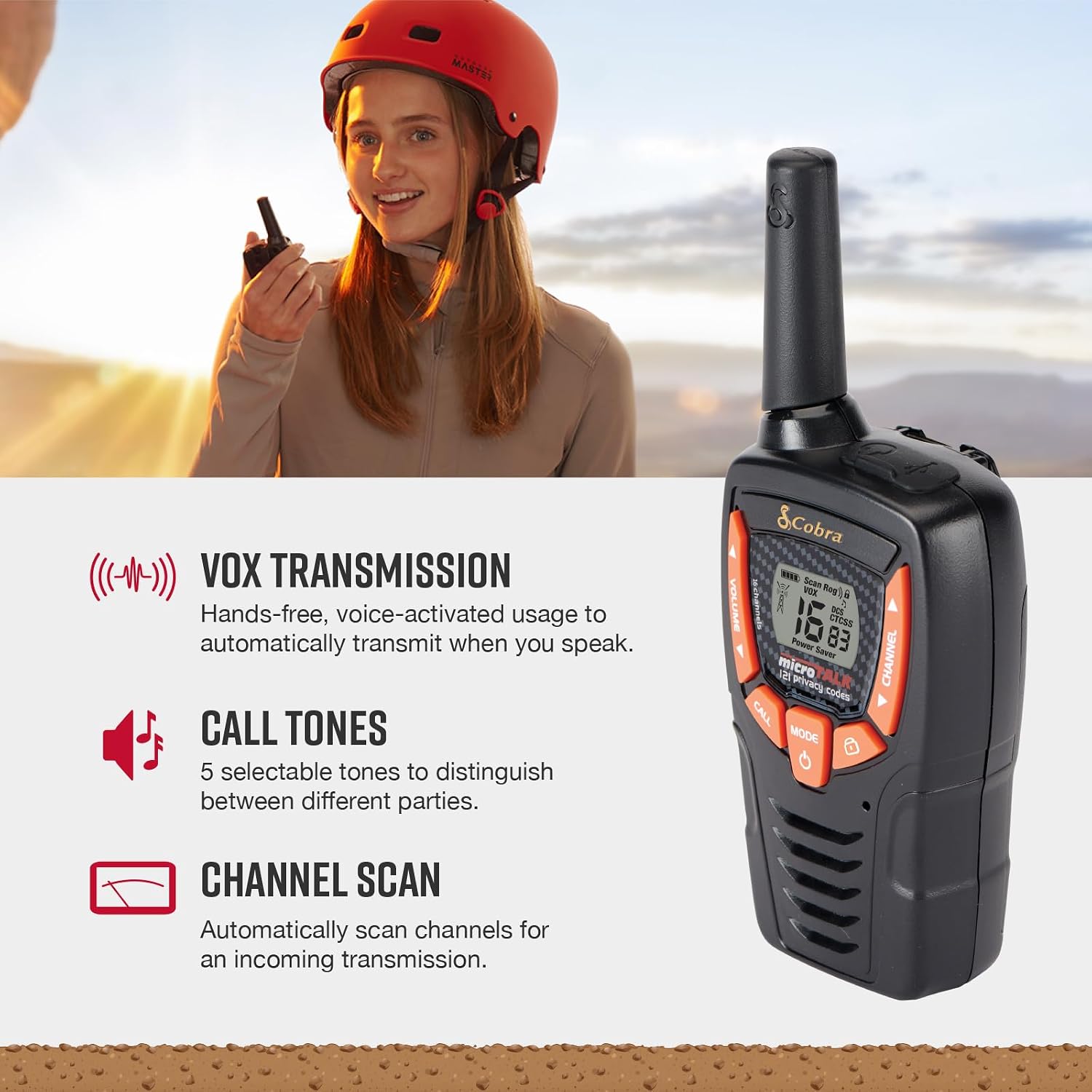 Cobra AM655 Compact Walkie Talkies 2-Pack Weather Resistant Two Way Radios (Renewed)