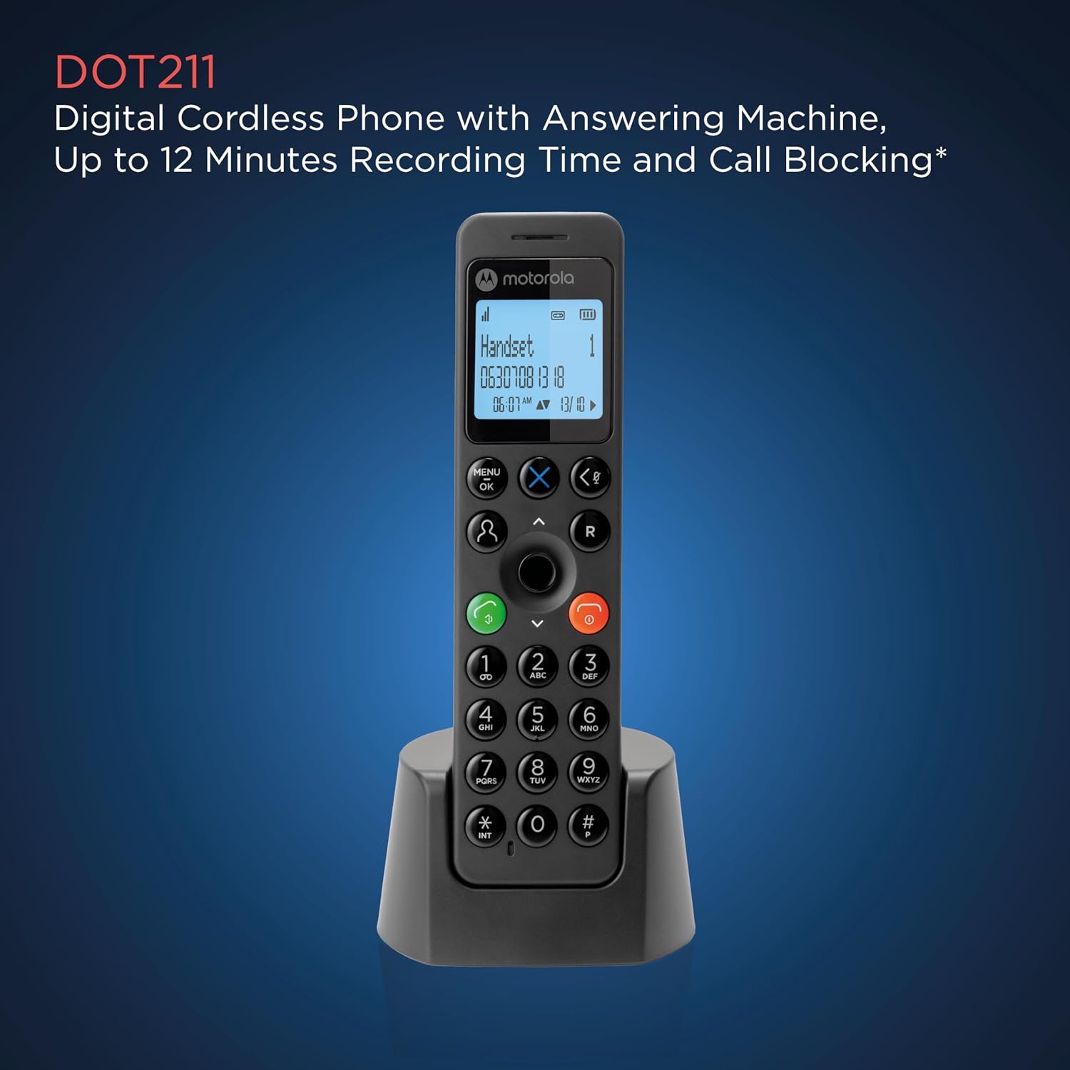 Motorola DOT211 Cordless Phone Nuisance Call Blocking Answer Machine (Renewed)