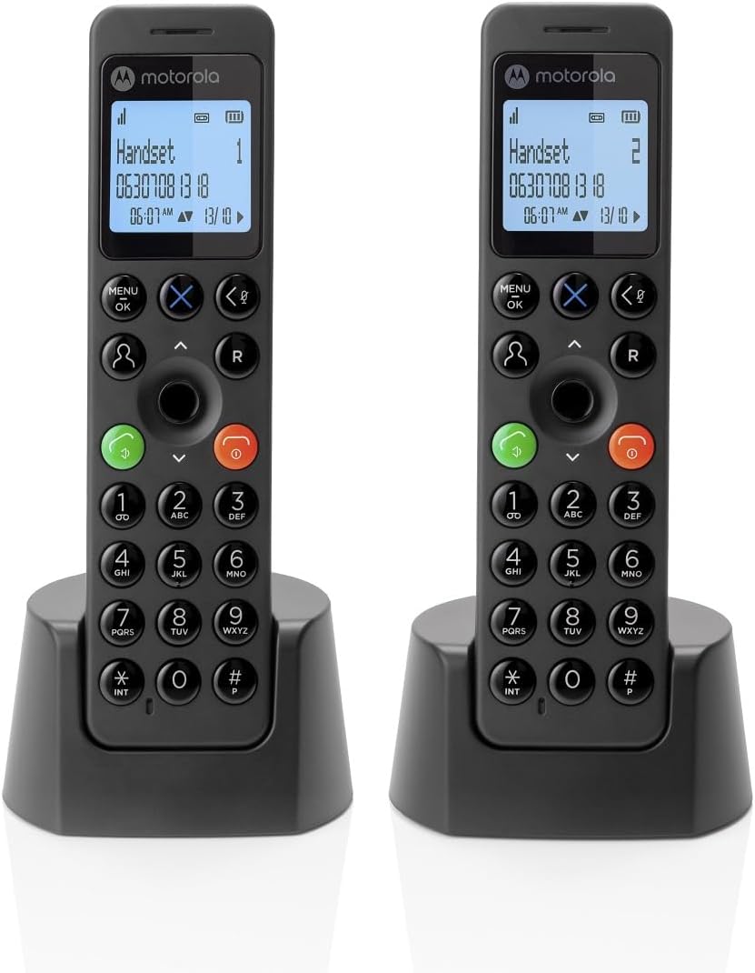 Motorola DOT212 Twin Digital Cordless Phone Call Blocking Answer Machine (Renewed)