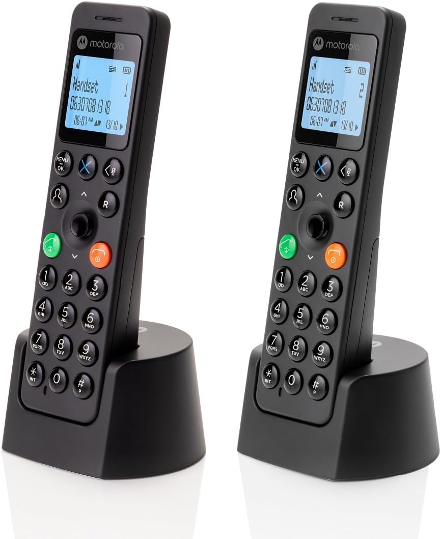 Motorola DOT212 Twin Digital Cordless Phone Call Blocking Answer Machine (Renewed)