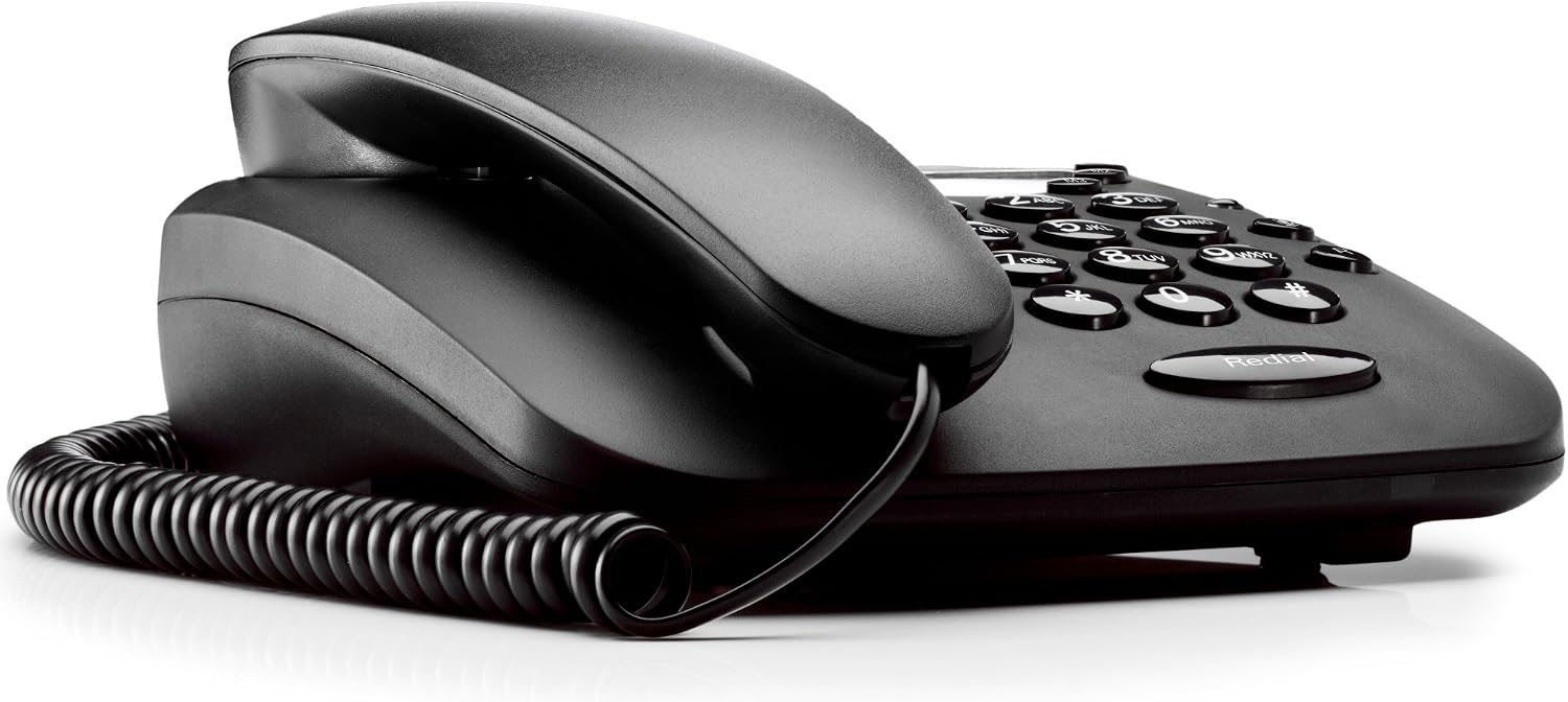 Motorola CT1 Corded Phone 3 Direct Dial Keys Mute Function Wall Mountable Black (New)