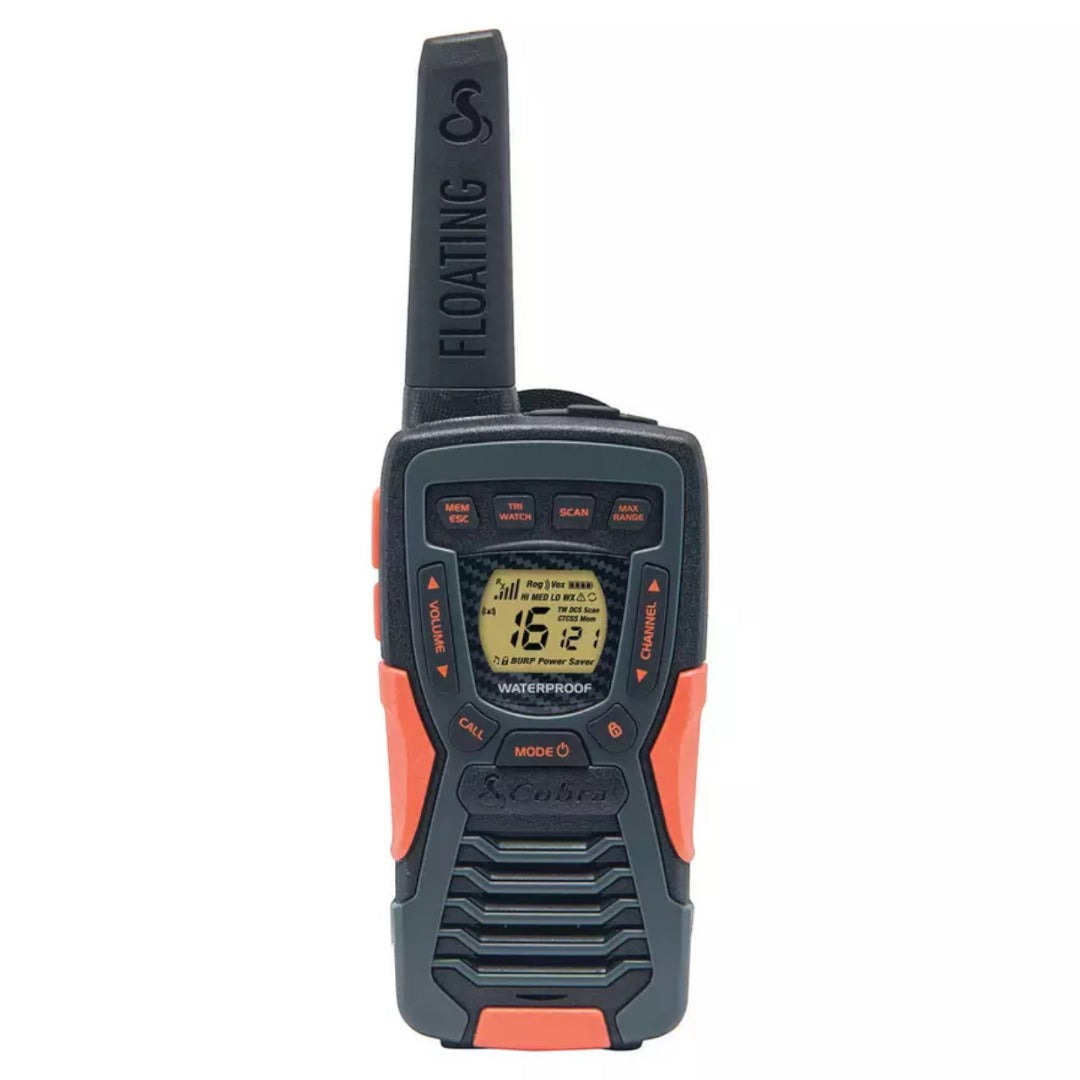 Cobra AM1055 Floating Waterproof Walkie Talkies 12 km Range LED Flashlight 2-Pack (Renewed)