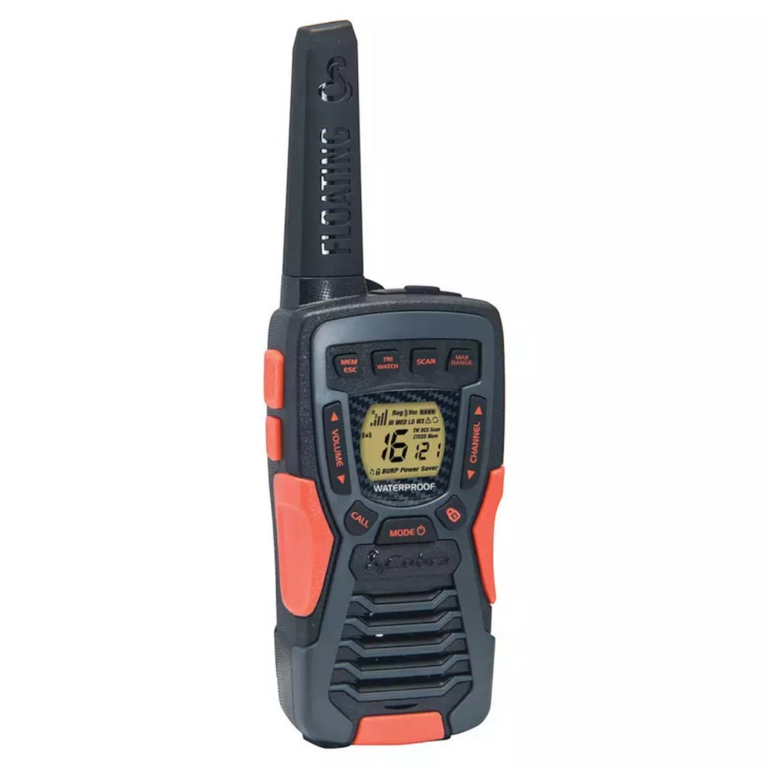Cobra AM1055 Floating Waterproof Walkie Talkies 12 km Range LED Flashlight 2-Pack (Renewed)