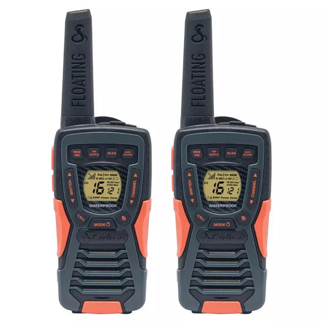Cobra AM1055 Floating Waterproof Walkie Talkies 12 km Range LED Flashlight 2-Pack (Renewed)