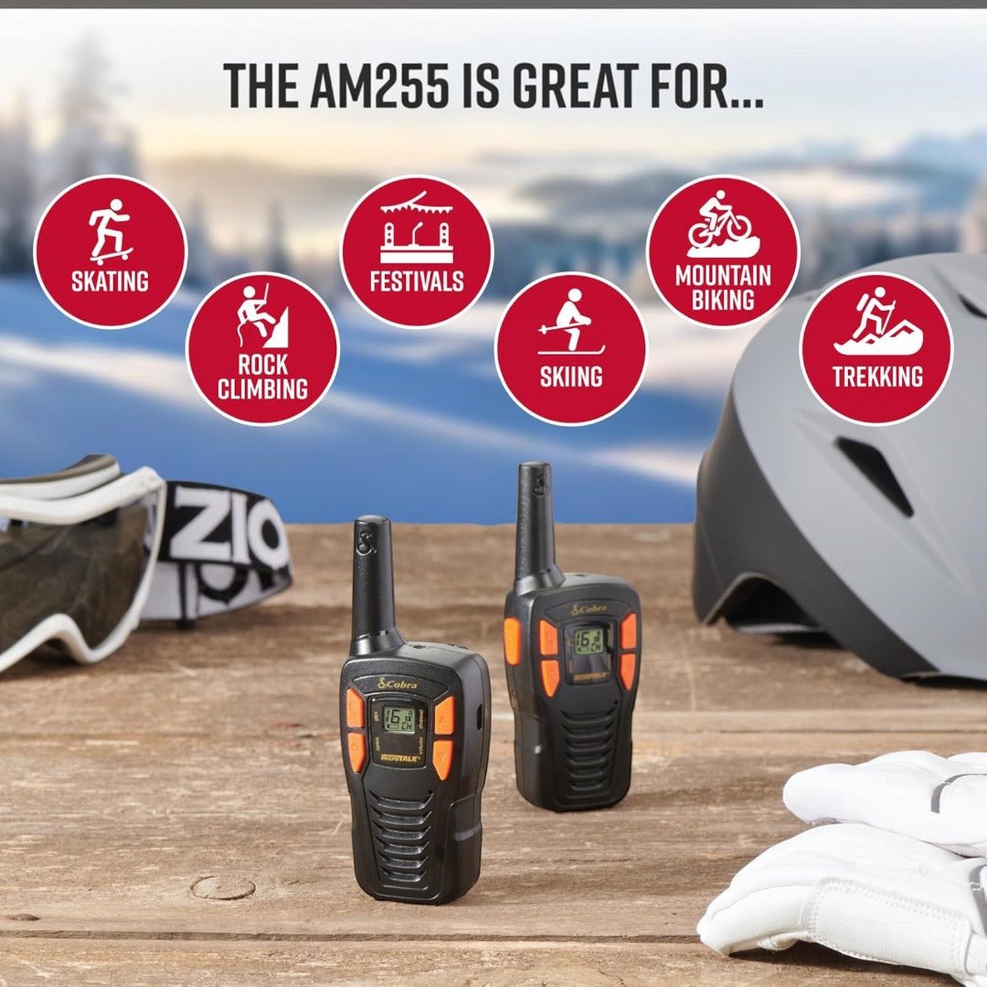 Cobra AM255 Pack Of 2 Lightweight Walkie Talkies 5km Range 16 Channels (Renewed)