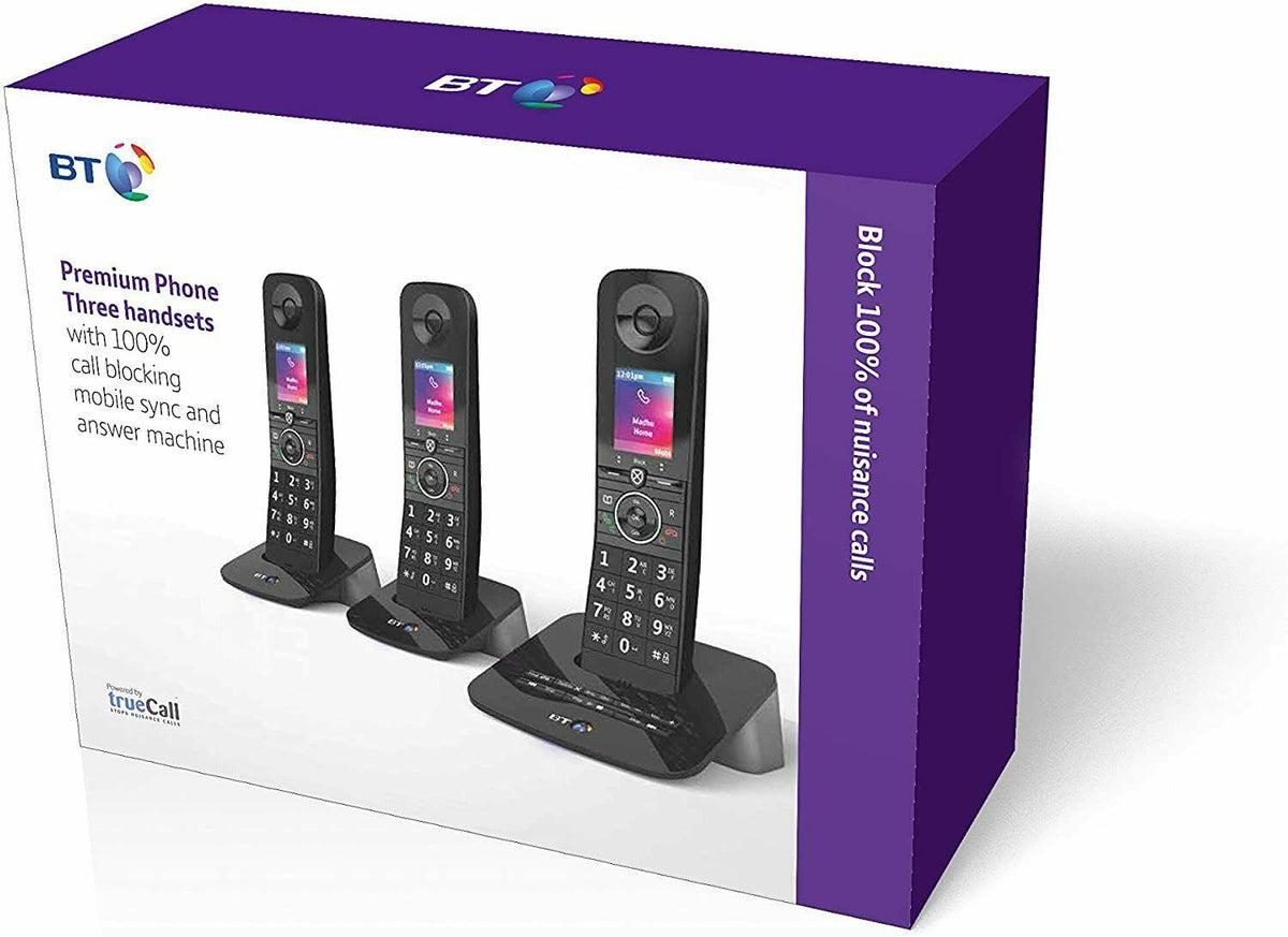 BT Premium Trio Digital Cordless Home Phone With 100% Nuisance Call Blocking (Refurbished B-Grade)