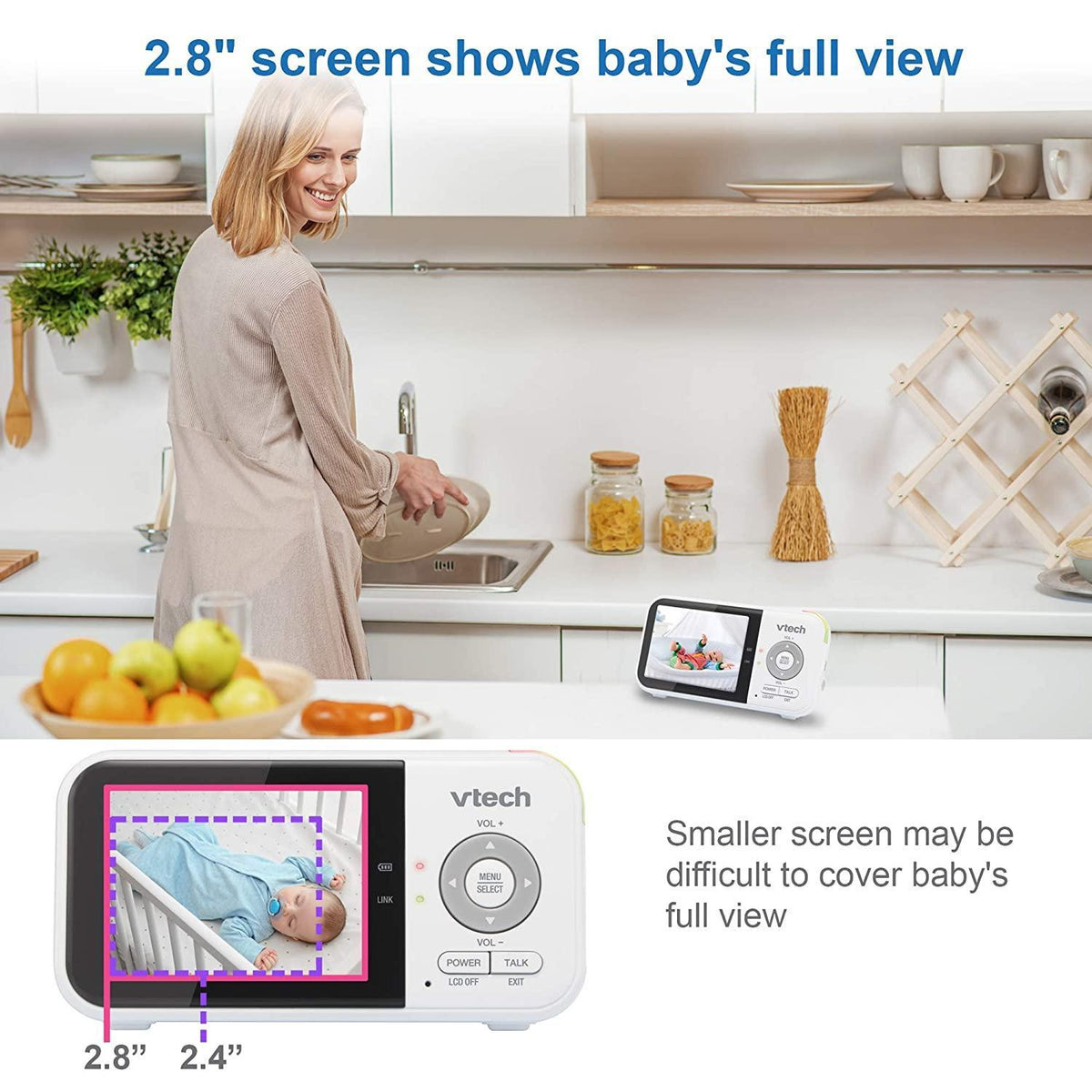 VTech Digital Video Baby Monitor VM819 2.8'' High- Resolution Colour LCD Display (Refurbished B-Grade)
