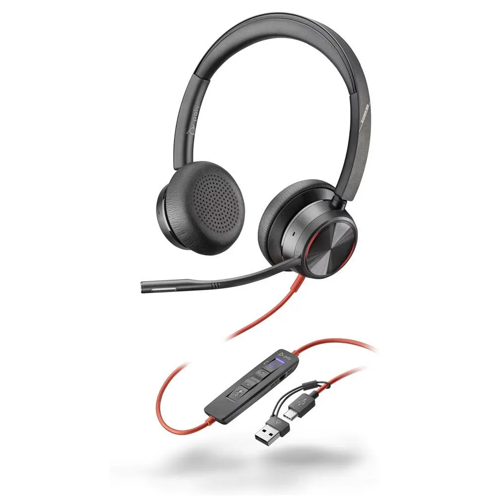 Poly Blackwire 8225 USB-(A&C) Binaural Headset Lightweight Noise Cancelling (New)