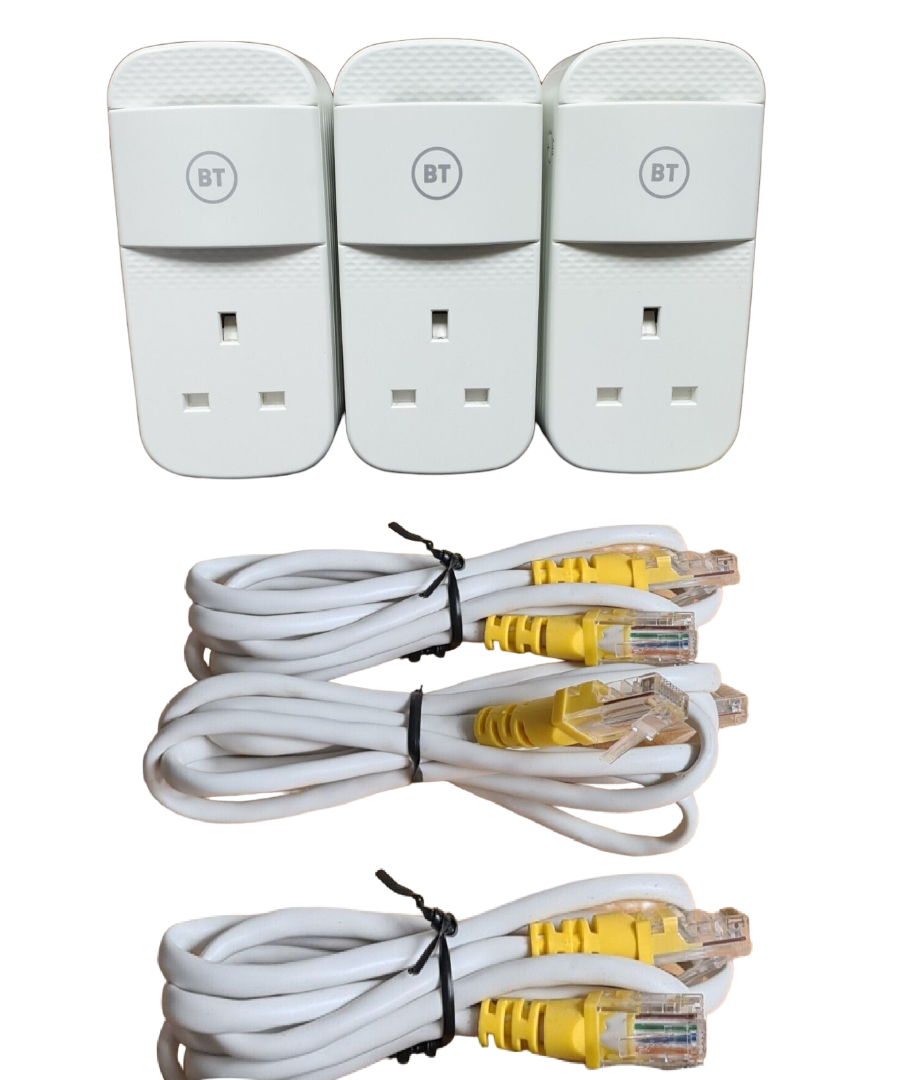 3 x BT Mini Connectors Version2 1000Mbps 1GB Powerline Adapters Gigabi