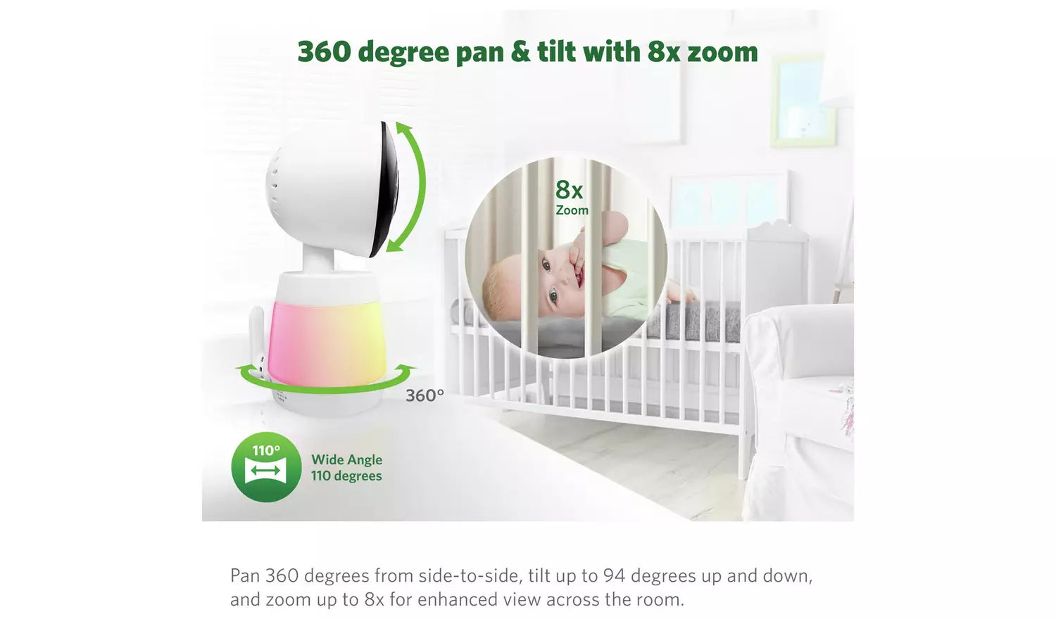 LeapFrog LF2936FHD 5.5'' Remote Access Touch 1080p Smart Video Baby Monitor (Renewed)