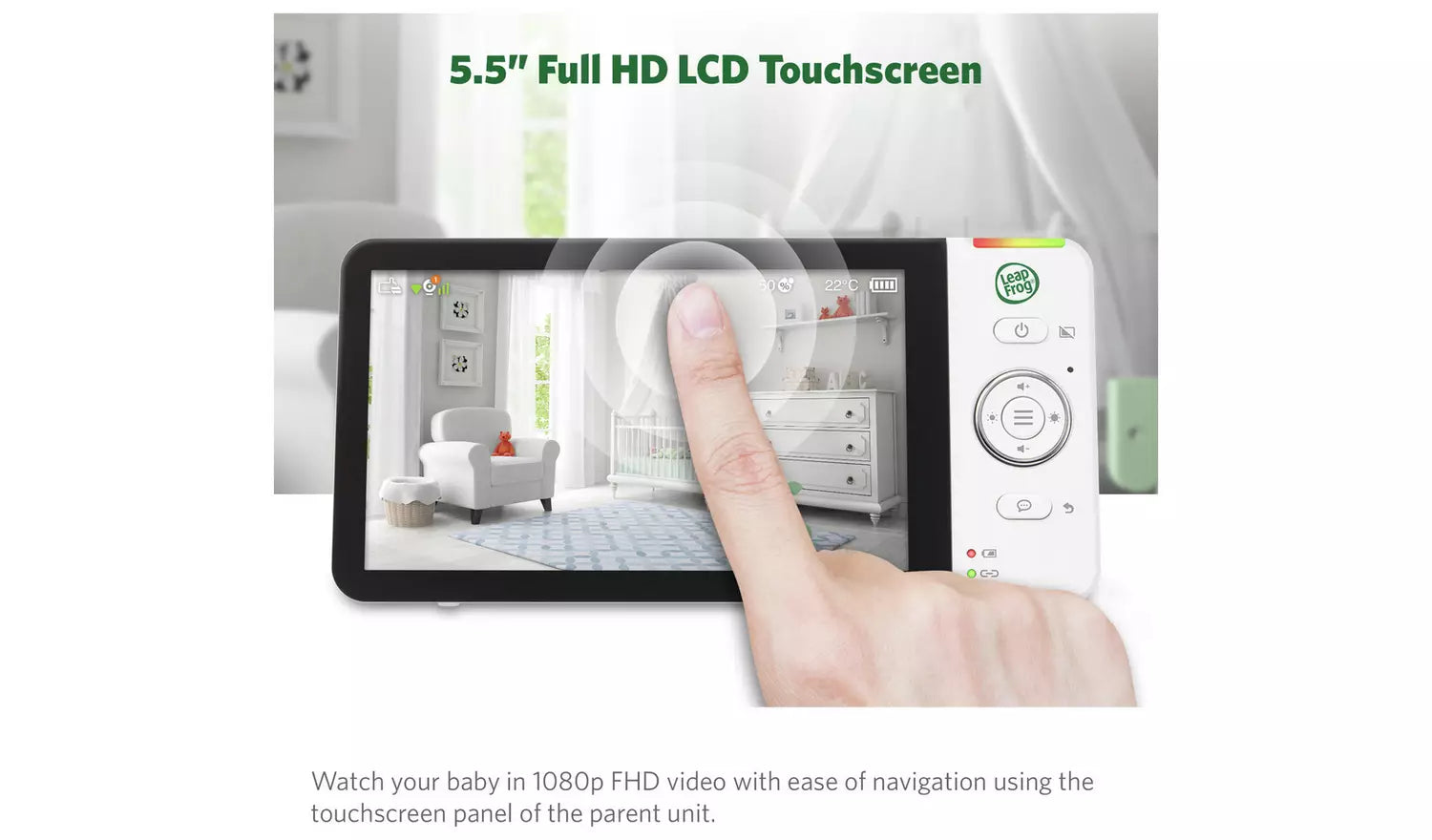 LeapFrog LF2936FHD 5.5'' Remote Access Touch 1080p Smart Video Baby Monitor (Renewed)