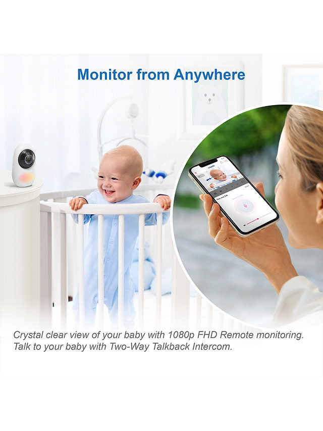 VTech RM2751 2.8'' Smart Video Baby Monitor Night Vision 1080p White (Renewed)