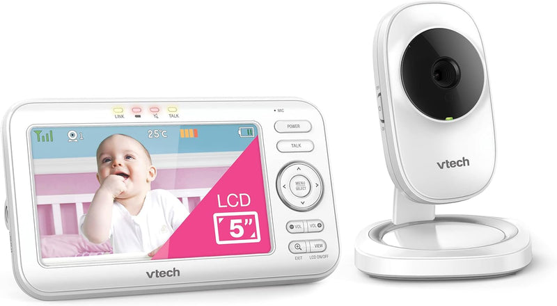 VTech LM808-1W Video Baby Monitor 5'' Screen Temperature Sensor Lullabies (Renewed)