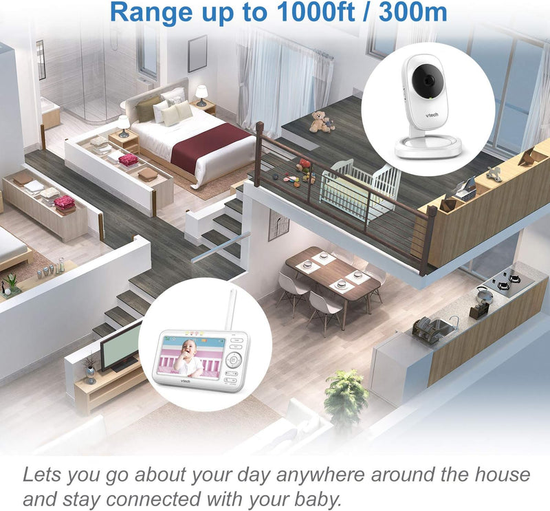 VTech LM808-1W Video Baby Monitor 5'' Screen Temperature Sensor Lullabies (Renewed)
