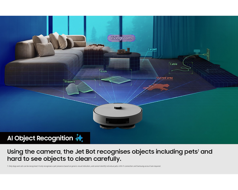 Samsung Robot Vacuum Cleaner Bespoke Jet Bot Combo AI+ 3-in-1 VR7MD97714G/EU (Renewed)
