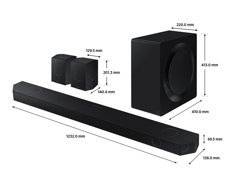 Samsung Cinematic Soundbar 11.1.4 Subwoofer Rear Speakers Q-Series HW-Q990D/XU (Renewed)