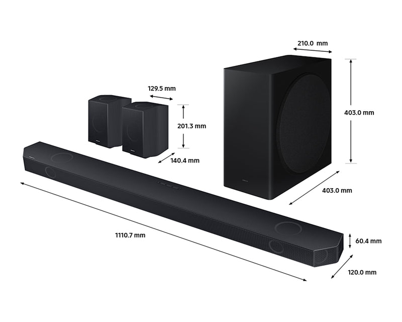 Samsung Cinematic Soundbar 9.1.4 Subwoofer & Rear Speakers Q-Series HW-Q930D/XU (Refurbished B-Grade)