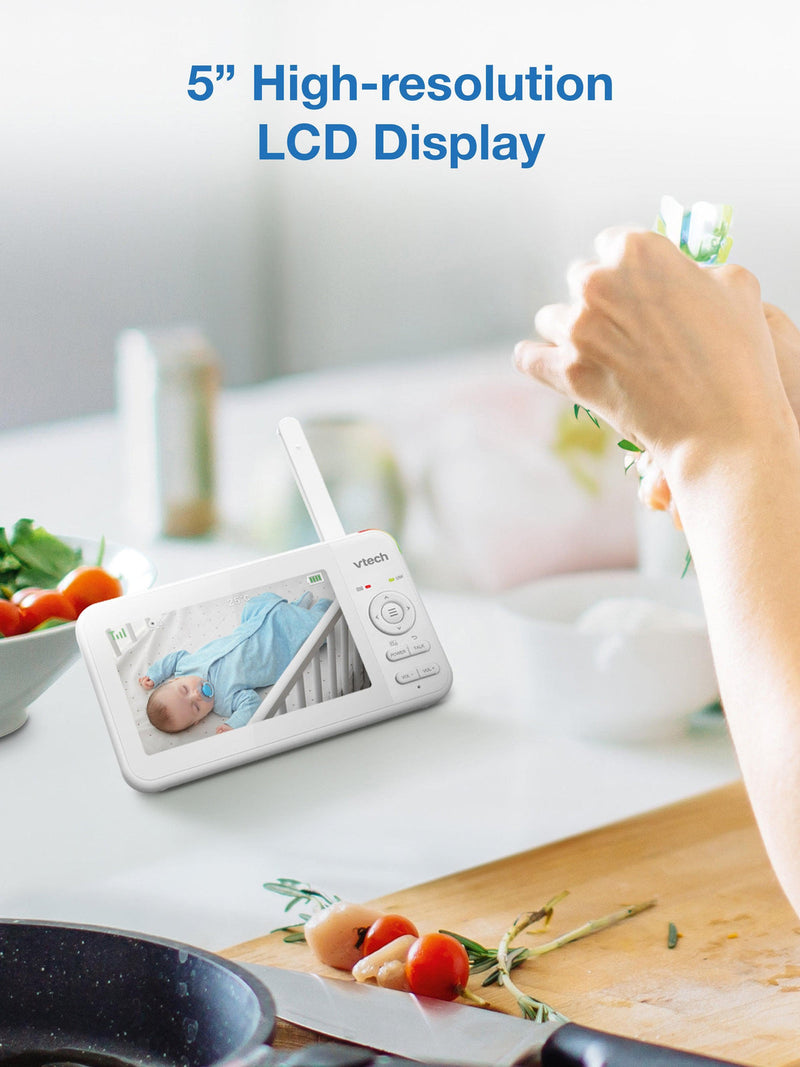 VTech VM5467 Video Baby Monitor 5'' Pan & Tilt With Night Light Lullabies (Renewed)