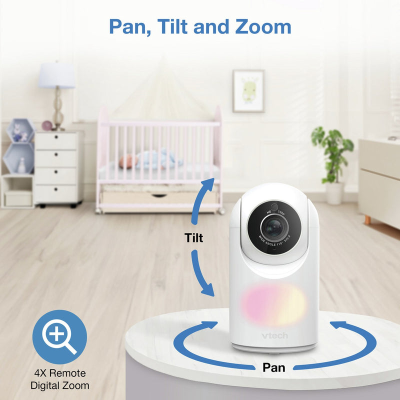 VTech VM7367 Video Baby Monitor 7'' High-Definition Pan & Tilt Night Light (Renewed)