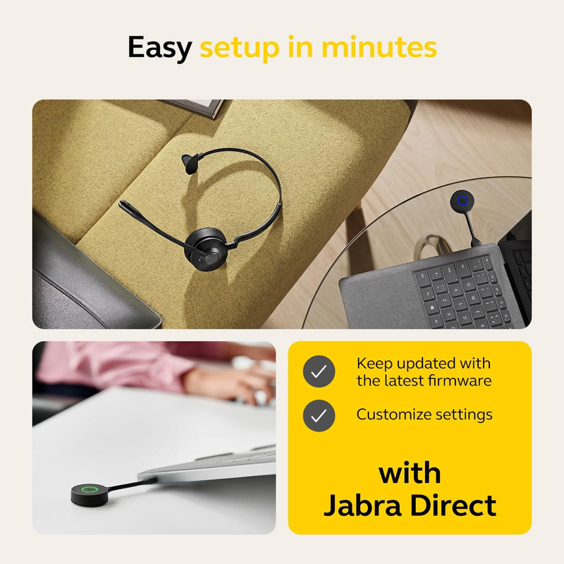 Jabra Engage 55 Mono Wireless Headset Link 400 USB DECT Adapter Noise-Cancelling (New)