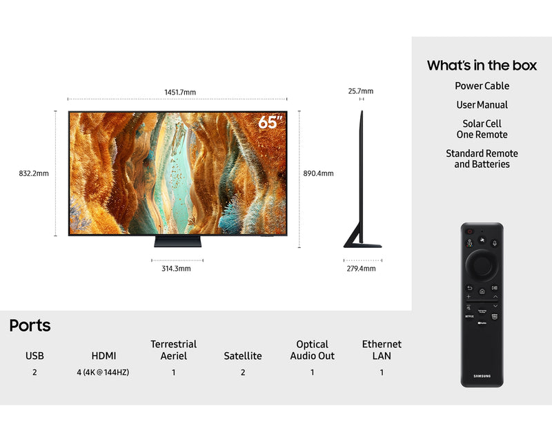 Samsung 65'' AI Smart TV Neo QLED Mini LED Quantum Matrix HDR 10+ QE65QN73FATXXU (New)