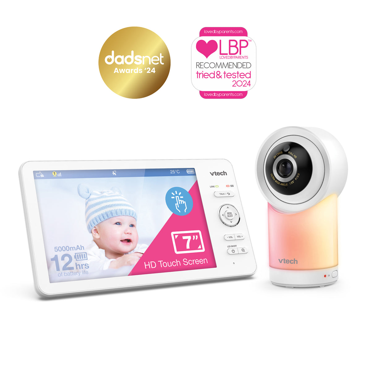 VTech RM7768HD Video Baby Monitor Smart Wi-Fi 7'' Touch Screen 1080p HD Camera (Renewed)