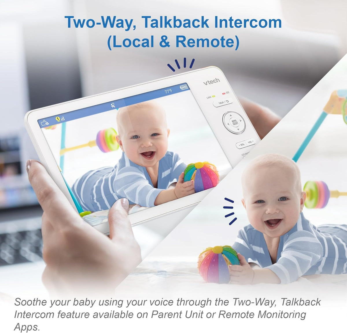 VTech RM7768HD Video Baby Monitor Smart Wi-Fi 7'' Touch Screen 1080p HD Camera (Renewed)