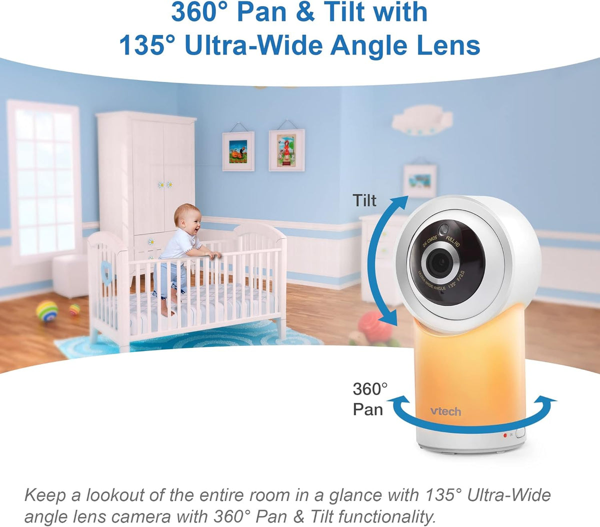 VTech RM7768HD Video Baby Monitor Smart Wi-Fi 7'' Touch Screen 1080p HD Camera (Renewed)