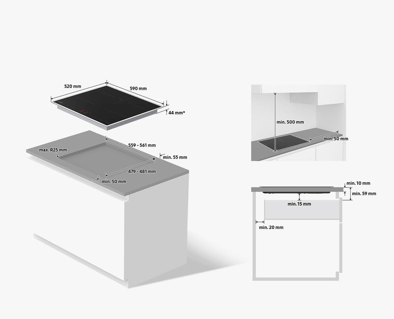 Samsung Induction Hob WiFi Oval Ring Slim Fit Keep Warm Black NZ64B4015FK/U1 (New)