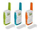Motorola TALKABOUT T42 Triple Pack Walkie Talkies Blue / Orange / Green (Renewed)