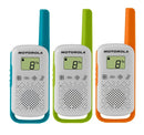 Motorola TALKABOUT T42 Triple Pack Walkie Talkies Blue / Orange / Green (Renewed)