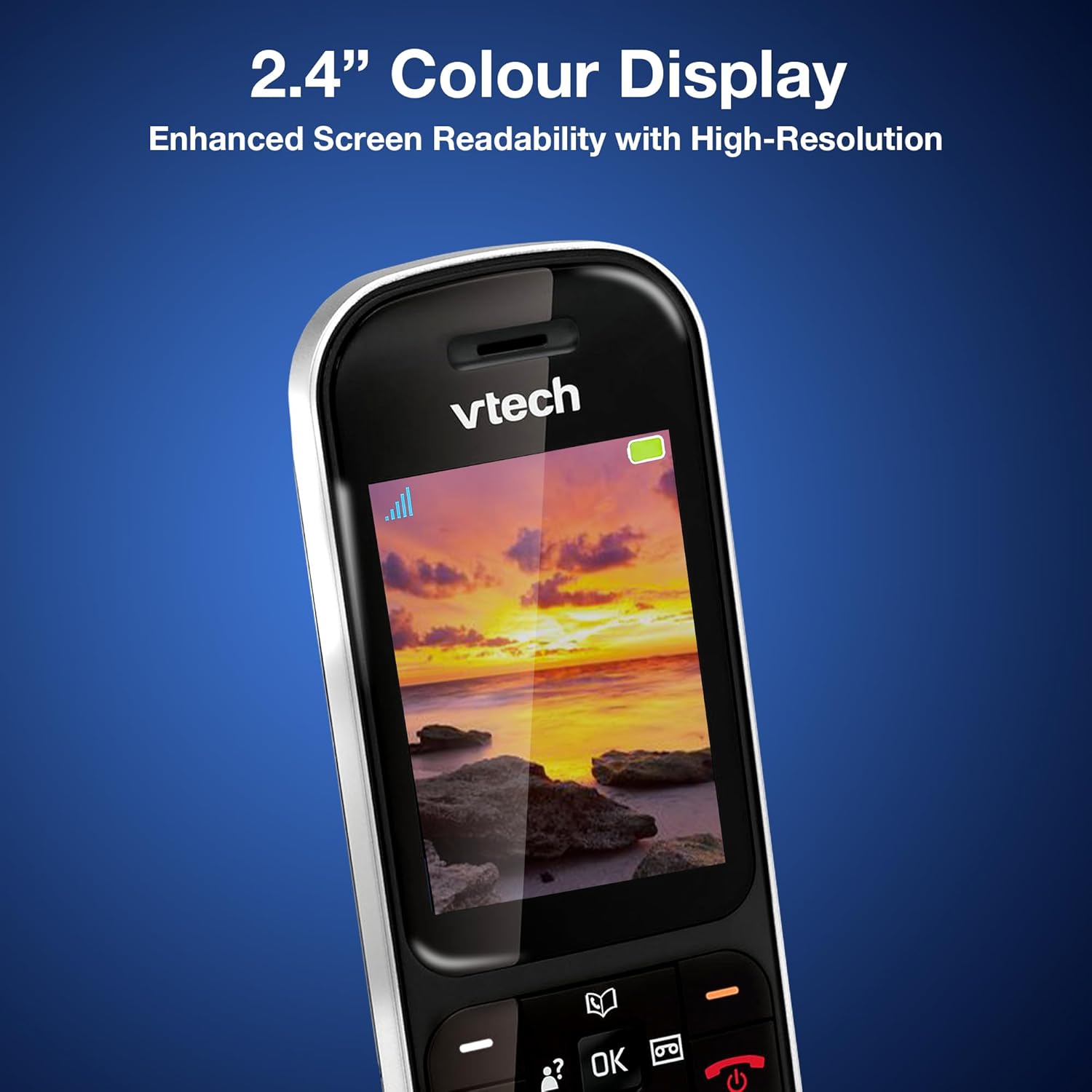 VTech PS1350 Single Cordless Phone With Answering Machine Colour Display (Renewed)