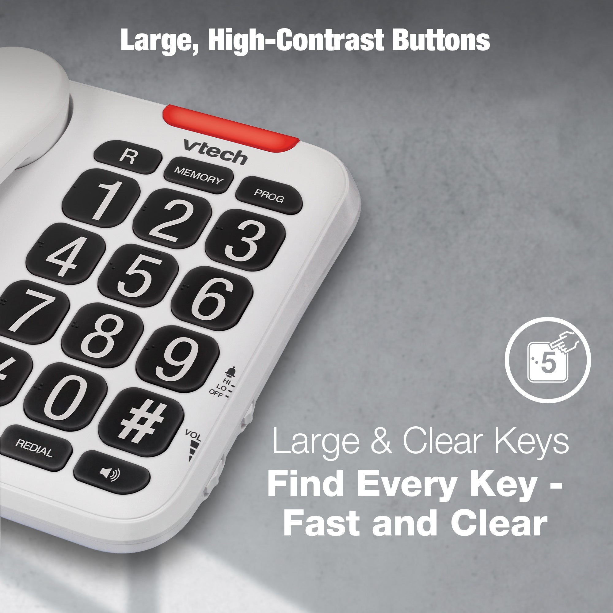VTech SA3100 Corded Phone with Big Buttons For Elderly Speed Dial Speakerphone (Renewed)