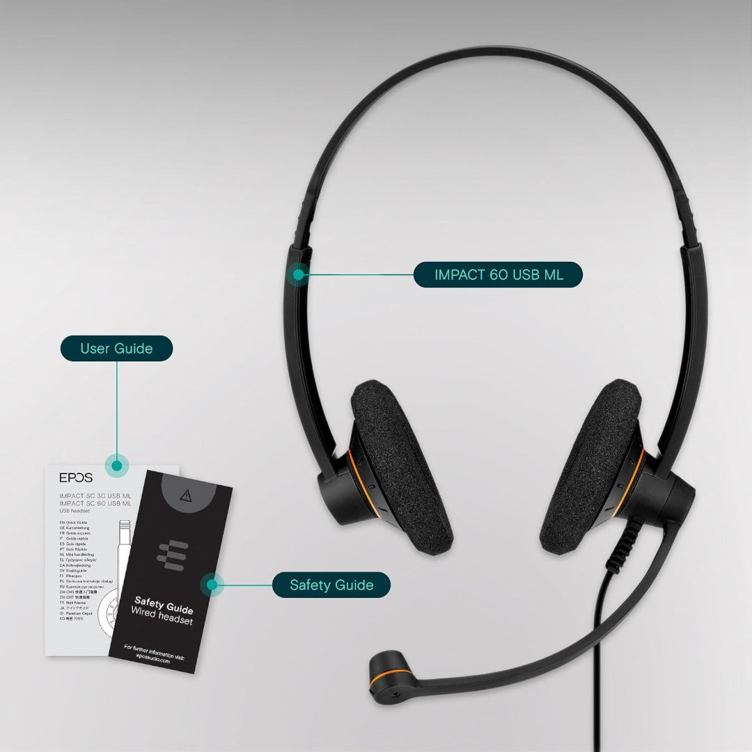 EPOS SENNHEISER IMPACT SC 60 USB Binaural Headset Noise Cancelling (New)