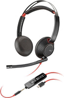 Poly Blackwire 5220 Stereo USB-C Headset +3.5mm Plug +USB-C/A Adapter (New)
