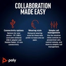 Poly Blackwire 5220 Stereo USB-C Headset +3.5mm Plug +USB-C/A Adapter (New)