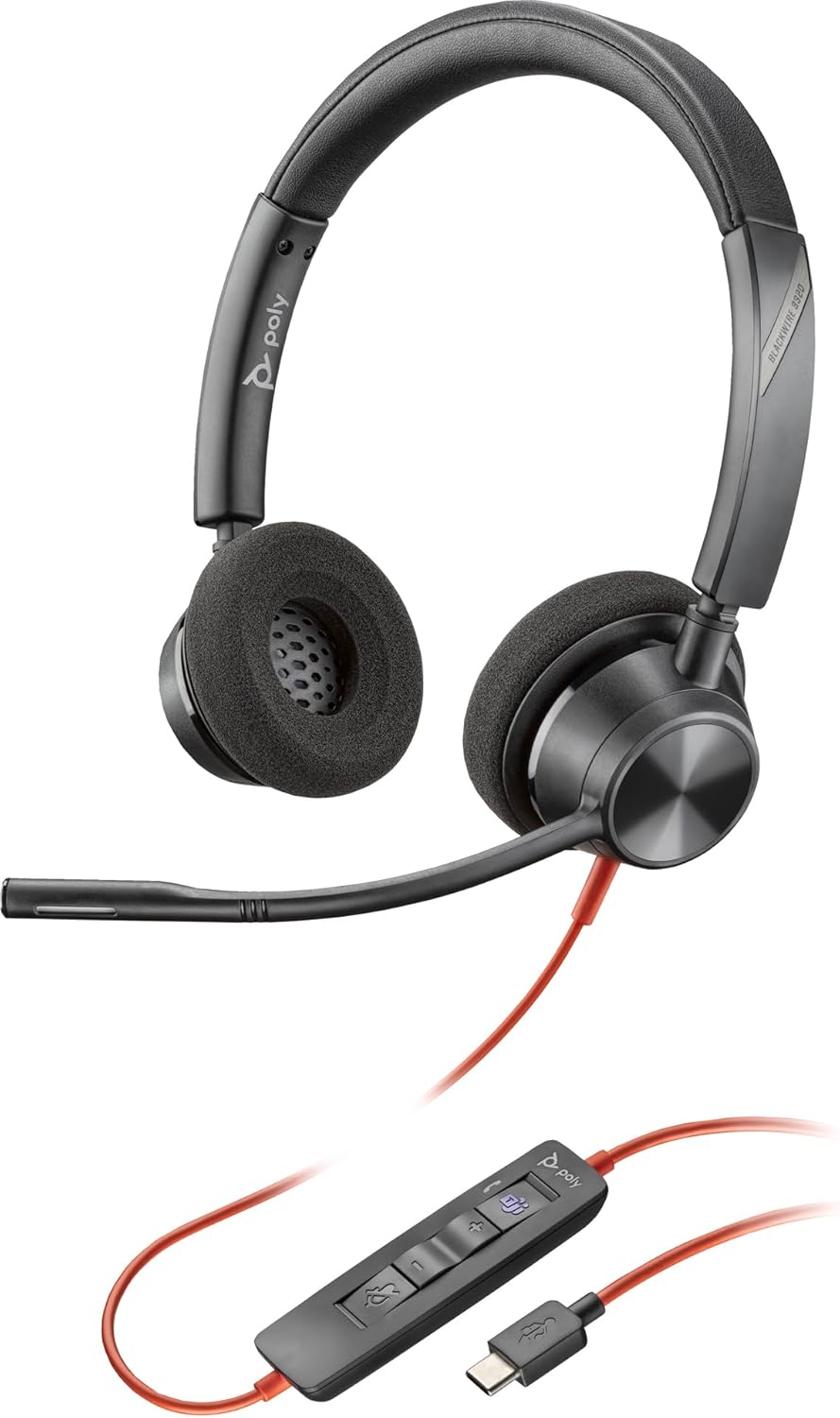 Poly Blackwire 3320-M USB-C/A Binaural Headset Noise Cancelling MS Teams Button (New)