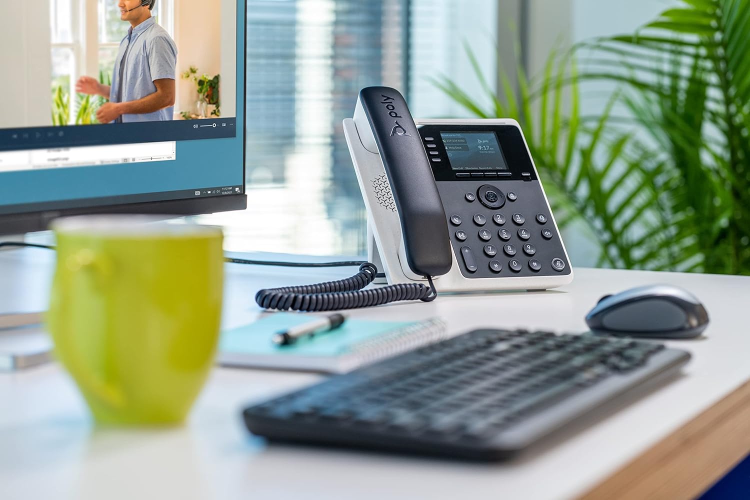 Poly Edge E220 IP Office Phone HD Voice PoE 4 Line Keys NoiseBlockAI (New)