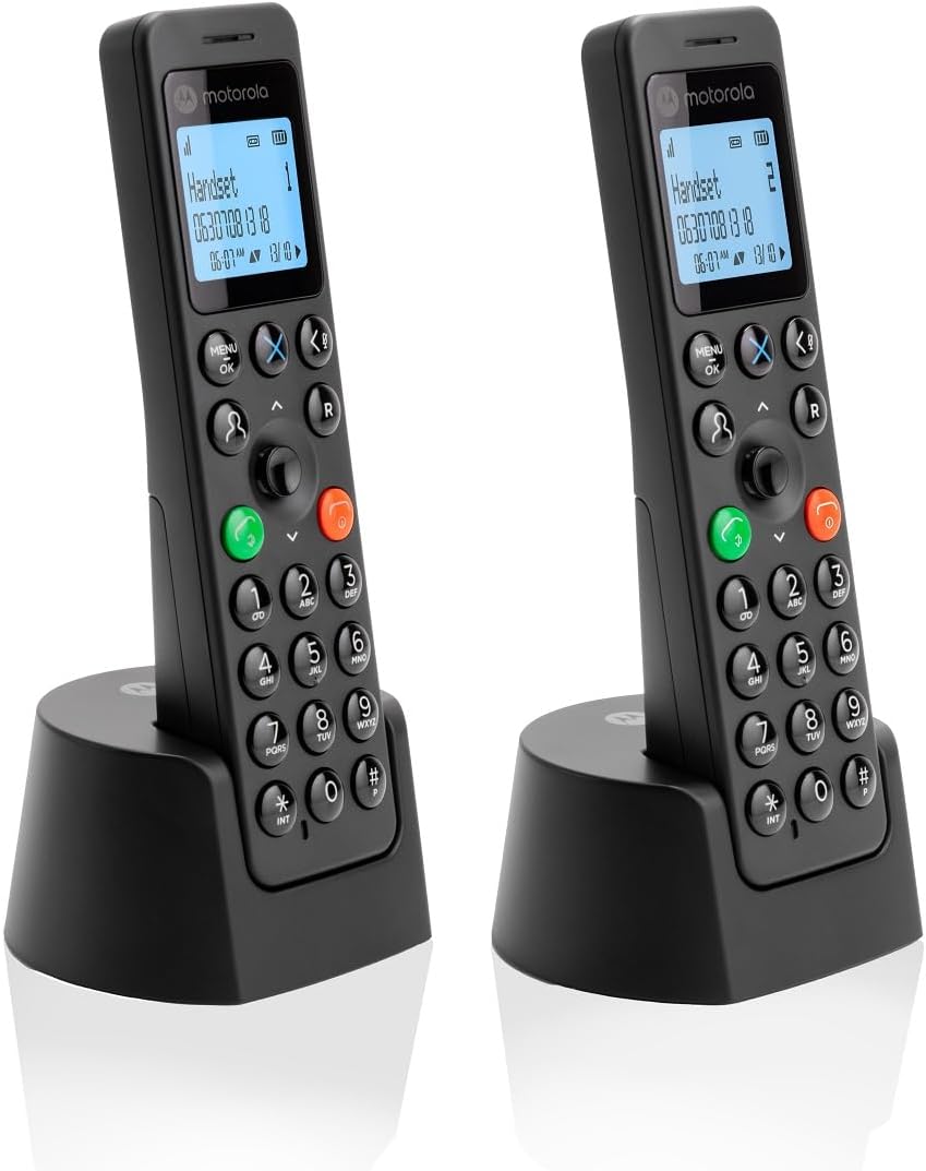 Motorola DOT212 Twin Digital Cordless Phone Call Blocking Answer Machine (Renewed)
