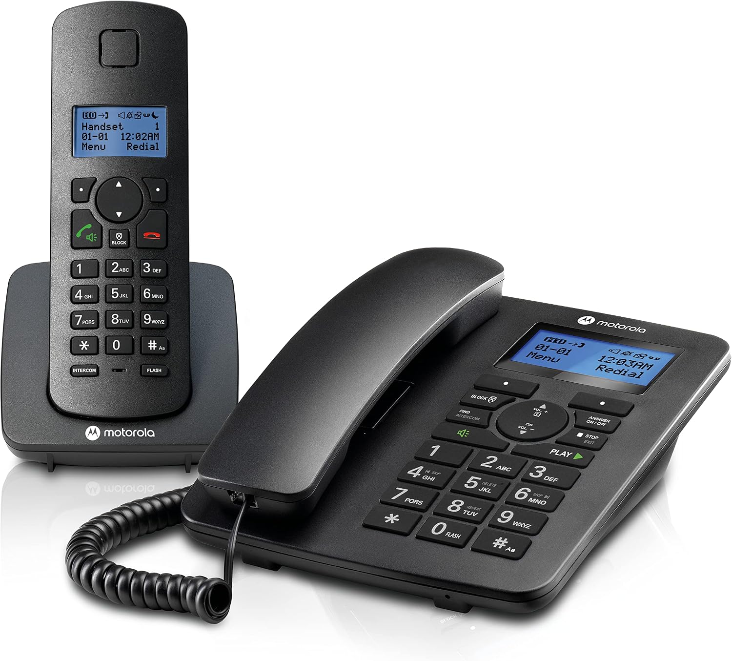 Motorola C4201 Corded & Cordless Home Phone Combo Speakerphone Caller ID (Renewed)