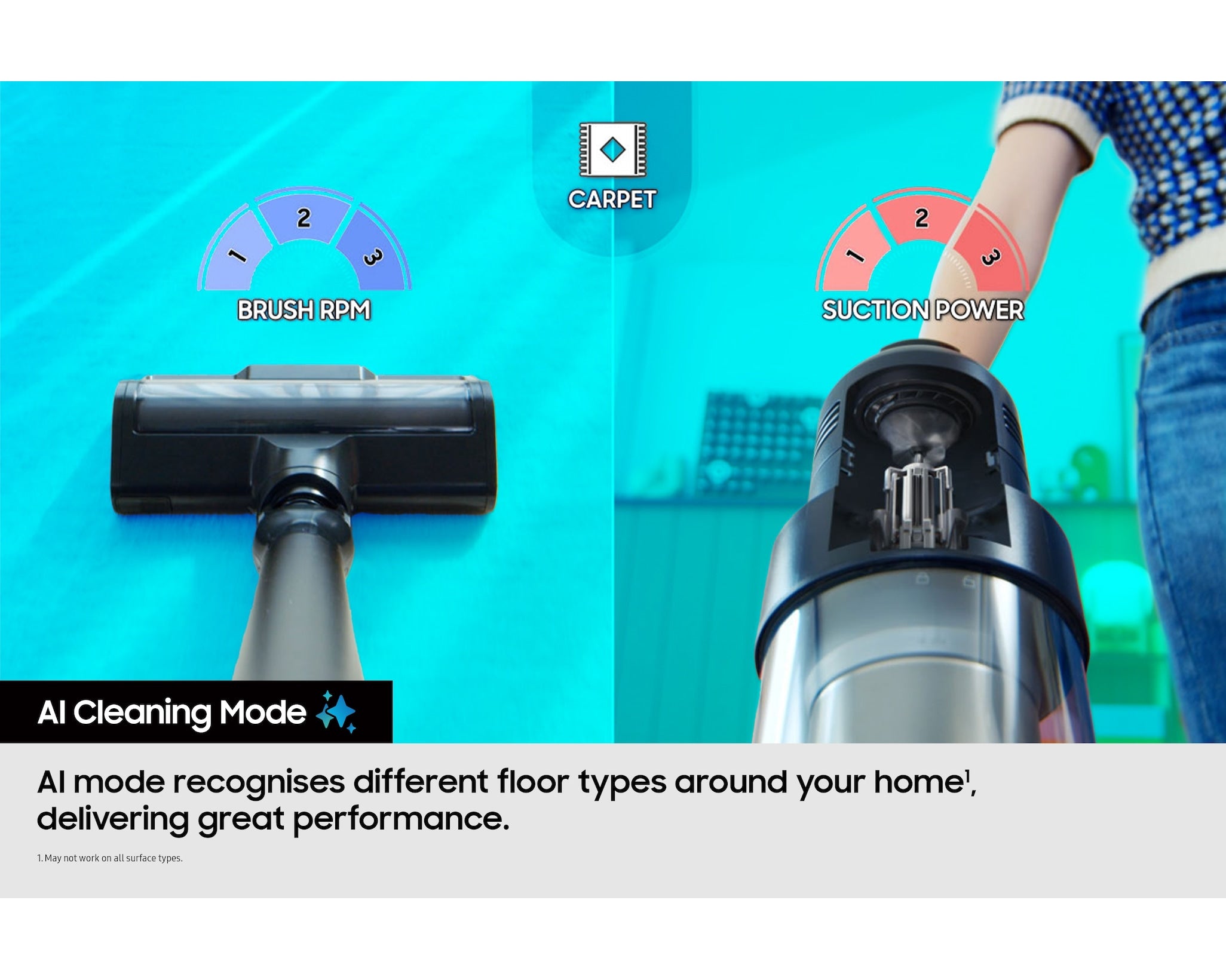 Samsung Vacuum Cleaner AI Jet Ultra VS90F40DEK/EU (Has Dents On Telescopic Pipe) (Refurbished B-Grade)