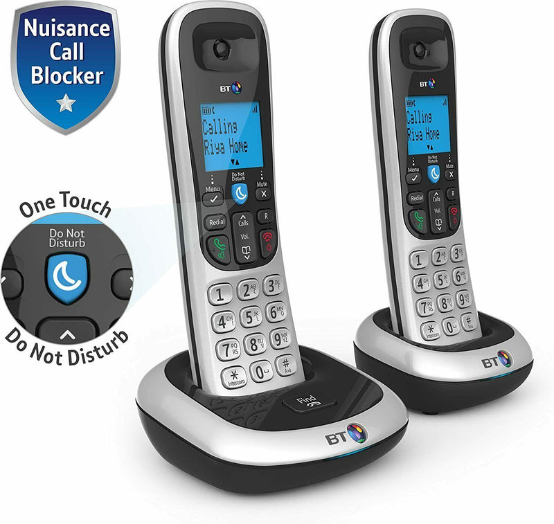 BT 2200 Twin Digital Cordless Phone Nuisance Call Blocker Handsfree (Renewed)