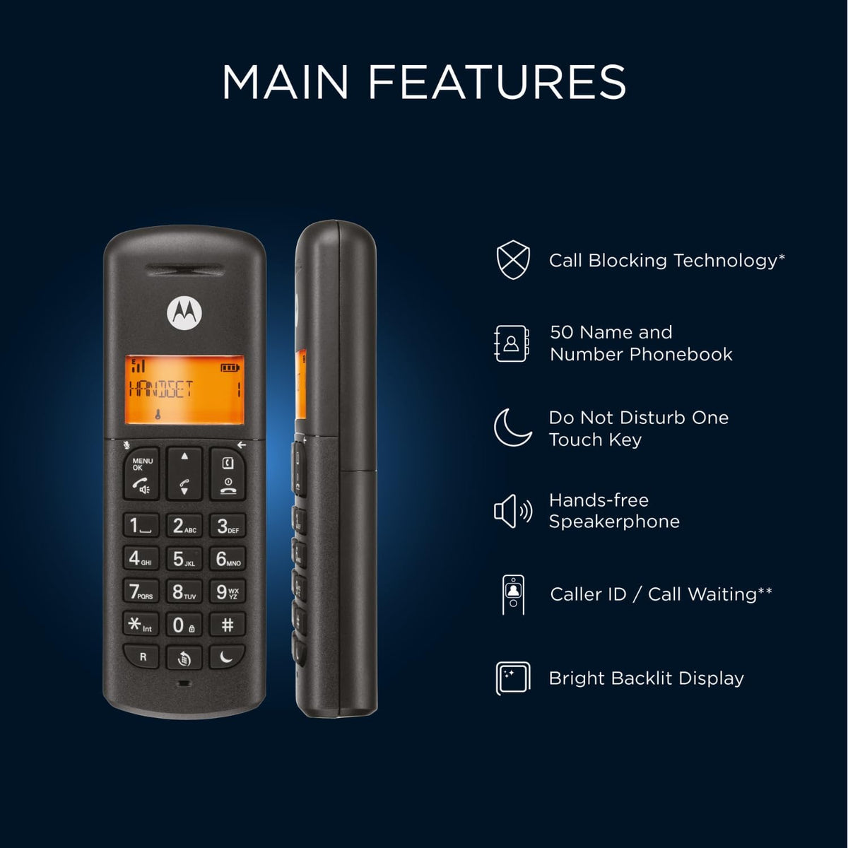 Motorola E212 Digital Cordless  Landline Phone Answer Machine Nuisance Call Blocking (Refurbished B-Grade)