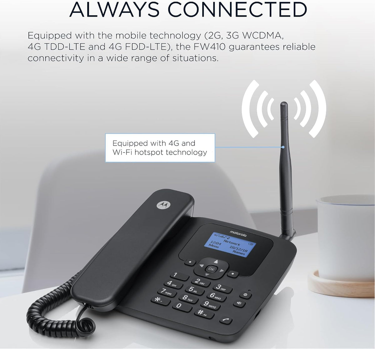 Motorola FW410 4G Fixed Wireless Desktop Telephone 2.2'' Display Antenna Unlocked (Refurbished B-Grade)