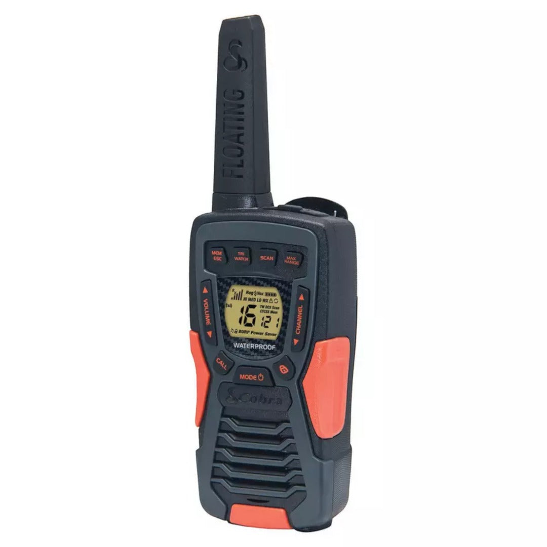 Cobra AM1055 Floating Waterproof Walkie Talkies 12 km Range LED Flashlight 2-Pack (Renewed)