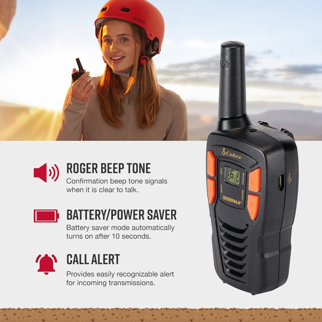 Cobra AM255 Pack Of 2 Lightweight Walkie Talkies 5km Range 16 Channels (Renewed)