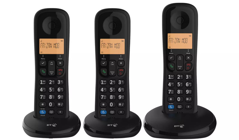 BT Digital Cordless Home Phone Everyday Trio Basic Call Blocking Black (Renewed)